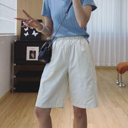 斜纹凉感冰丝五分休闲短裤女夏