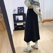 高腰显瘦醋酸羊毛加厚加绒半身裙女冬季 中长款 a字裙子毛呢裙冬裙