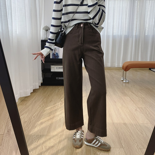 美拉德四面弹高腰显瘦牛仔裤女