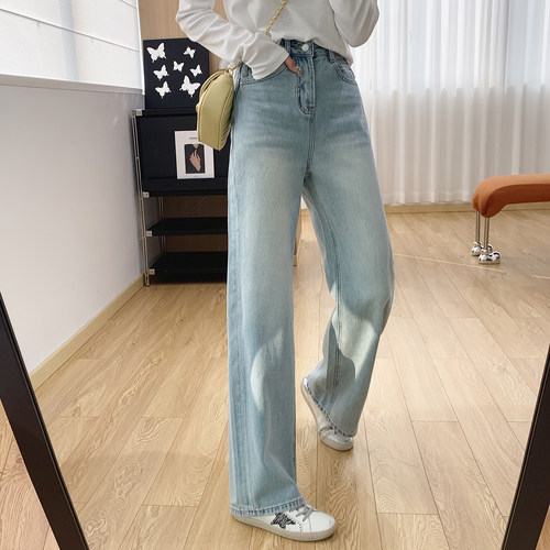 高腰显瘦牛仔裤女春夏宽松直筒