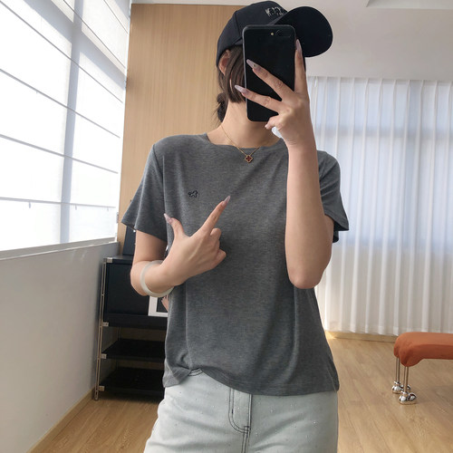 莱赛尔天丝绵羊毛正肩短袖T恤女