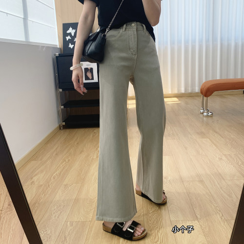 高腰显瘦不贴腿直筒微喇牛仔裤女