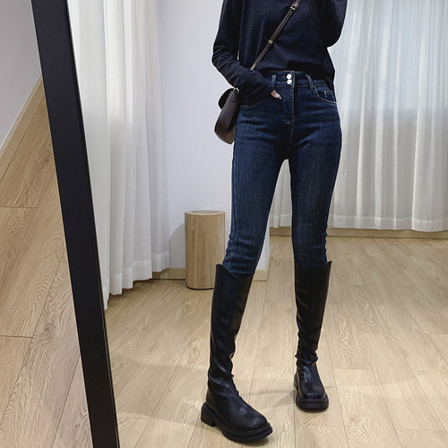 水貂绒高腰显瘦加厚加绒小脚裤女