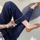 阔腿裤 直腿神裤 窄版 女春秋小个子九分裤 显瘦高腰宽松直筒牛仔裤