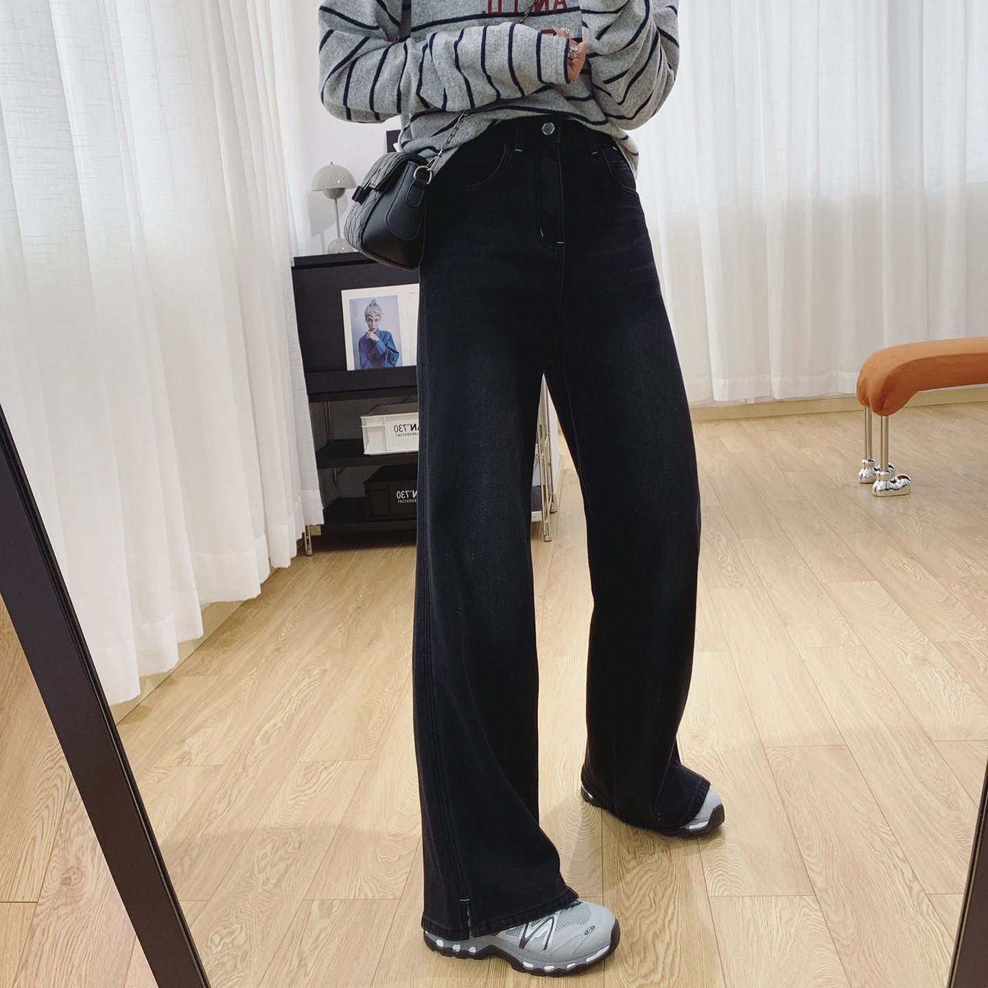 开叉高腰显瘦加厚加绒牛仔裤女冬季新款裤子宽松直筒垂感阔腿裤冬,女装/女士精品,牛仔裤,淘宝优惠券,粉丝福利购,淘宝优惠卷