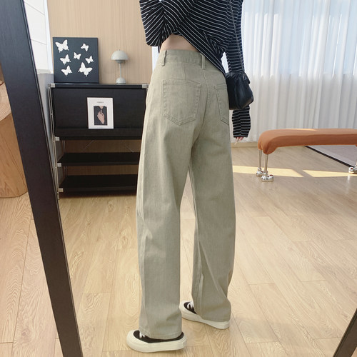 全棉高腰显瘦弯刀牛仔裤女春季