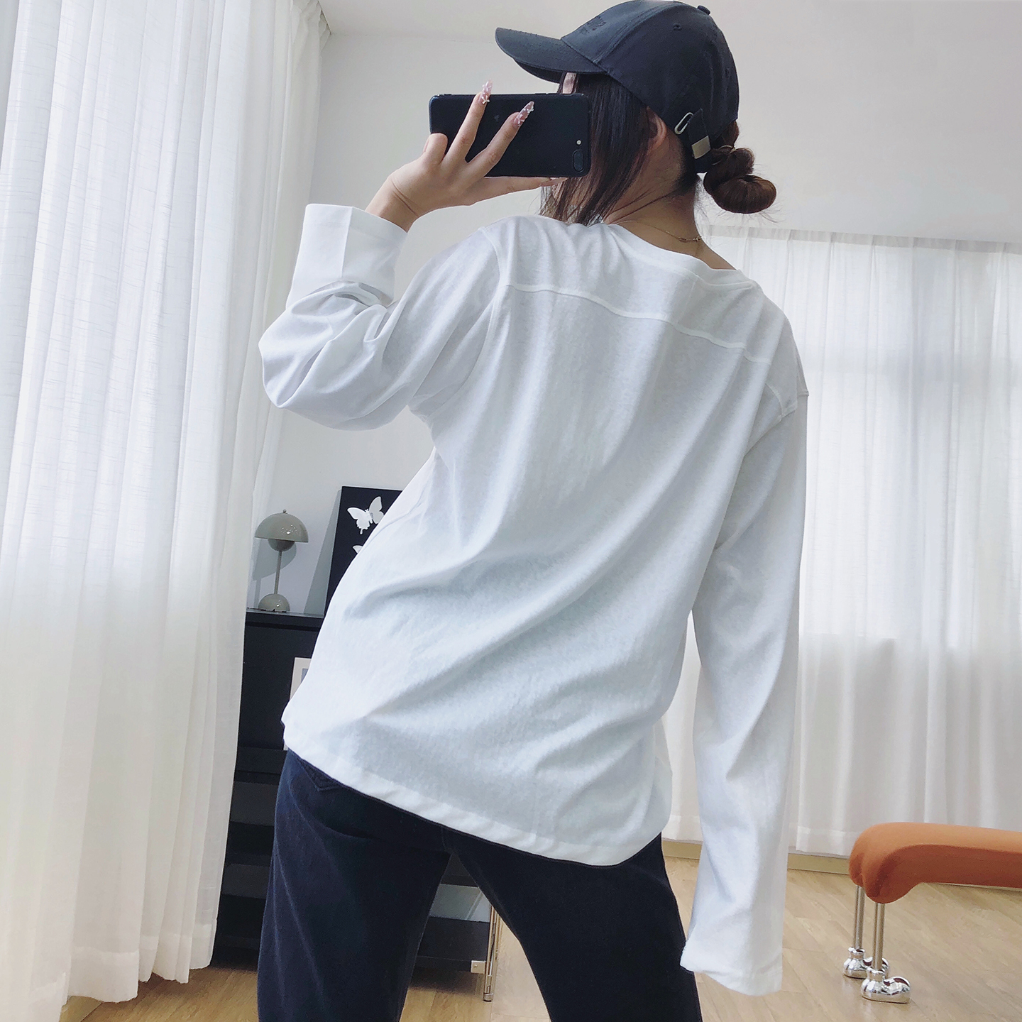 纯棉宽松显瘦长袖T恤女秋季上衣