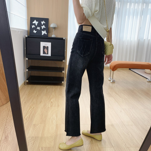 高腰显瘦毛边微喇牛仔裤女春夏