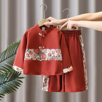 汉服男童春秋日常改良新中式套装