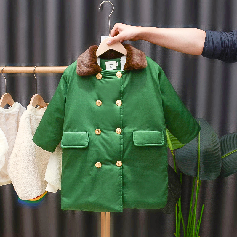 加绒加厚儿童军大衣棉服外套保暖