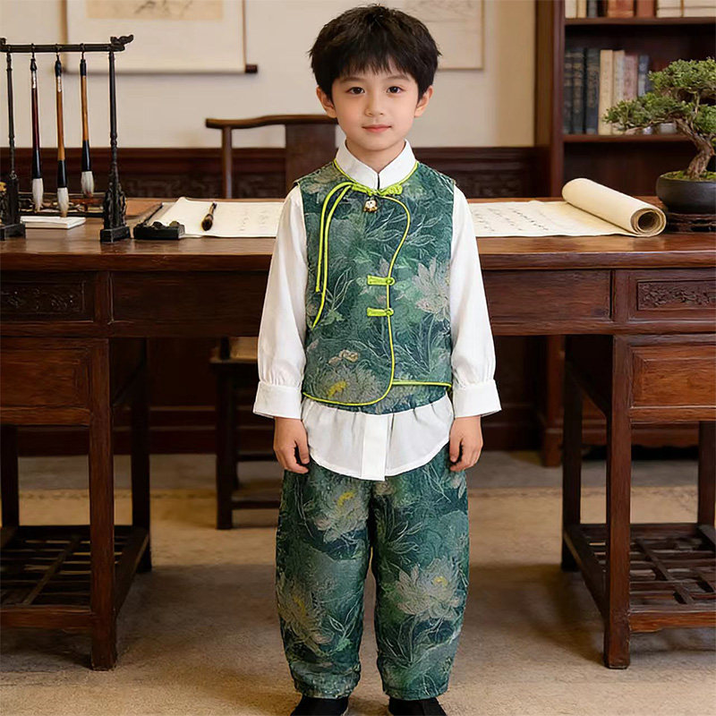 汉服男童春秋新中式改良日常套装图片