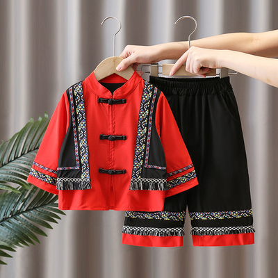 汉服男童春秋新中式古风日常套装