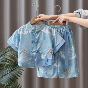 汉服男童夏季2025新款中国风古装儿童新中式日常宝宝薄款短袖套装