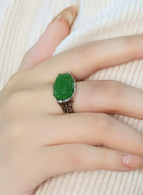 复古做旧蝴蝶雕刻牡丹花戒指女新中式民族风小众开口指环中国风