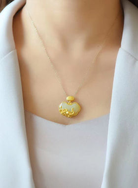 中国民族风镀金色吊坠女士简约气质百搭项坠复古项链礼物项坠