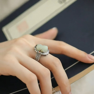 招财貔貅铜钱戒指女款新中式国潮风复古做旧高级感活口食指指环