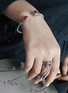 复古风长流苏戒指女文艺宫廷民族风古风开口指环中国风饰品