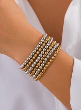 精美饰品包邮 时尚感CCB串珠手链 简约几何Bracelet多层套装新款