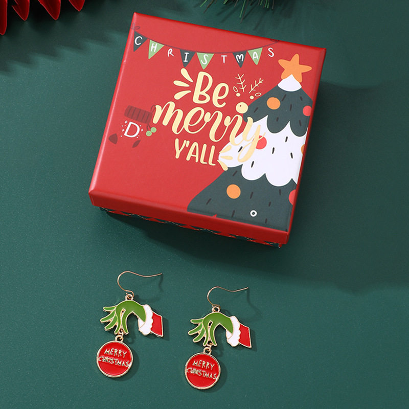 EZ5806精品欧美圣诞节耳环创意卡通圆形吊坠红绿色带礼盒装饰品女,饰品/流行首饰/时尚饰品新,耳环,淘宝优惠券,粉丝福利购,淘宝优惠卷