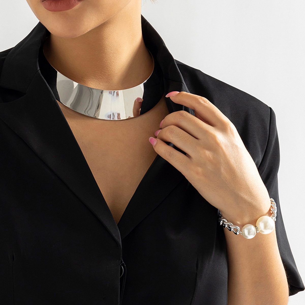 欧美热卖饰品 嘻哈个性金属朋克项圈 chocker气质冷淡风几何项链