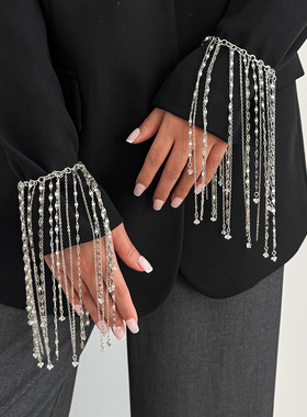 欧美精品饰品 时尚气质ins长链条流苏手链 通勤百搭珍珠串珠手饰