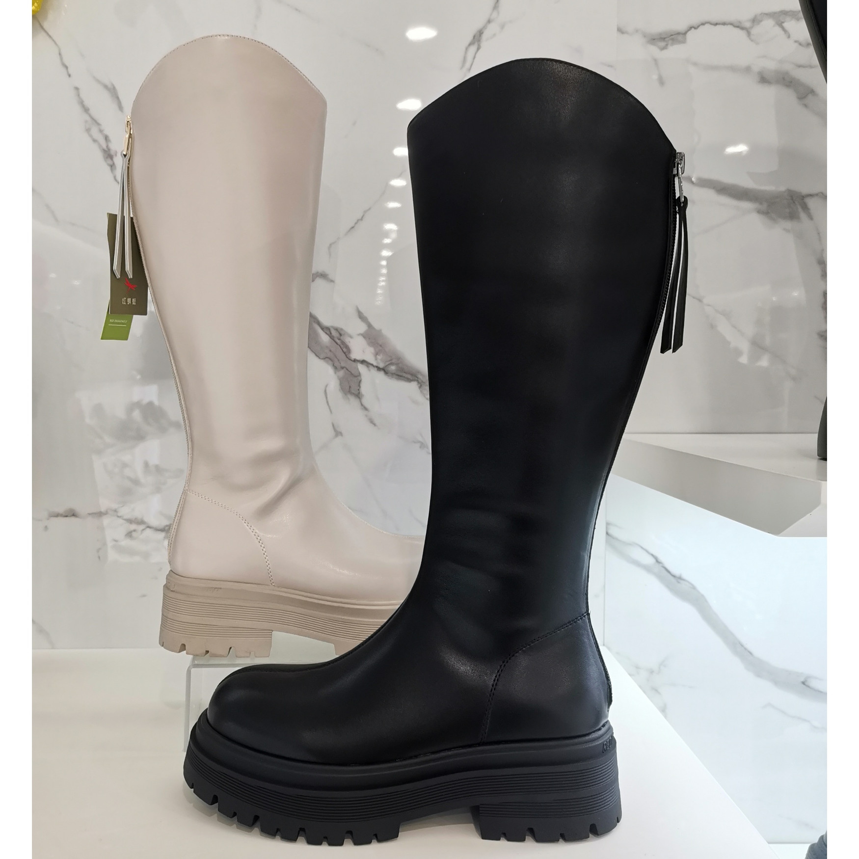 红蜻蜓长筒女靴秋冬款CD57023021H厚底弹力靴女中筒靴CD57023022H