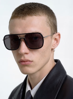 【七夕礼物】JINNNN FOX 方形镜片金属银边防紫外线太阳镜墨镜