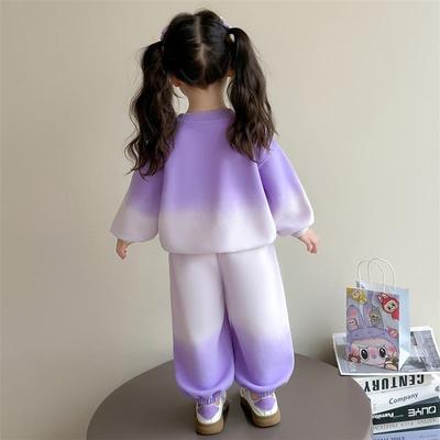 女小童渐层拉布布亮灯卫衣套装幼儿童春秋季labubu发光闪灯两件套