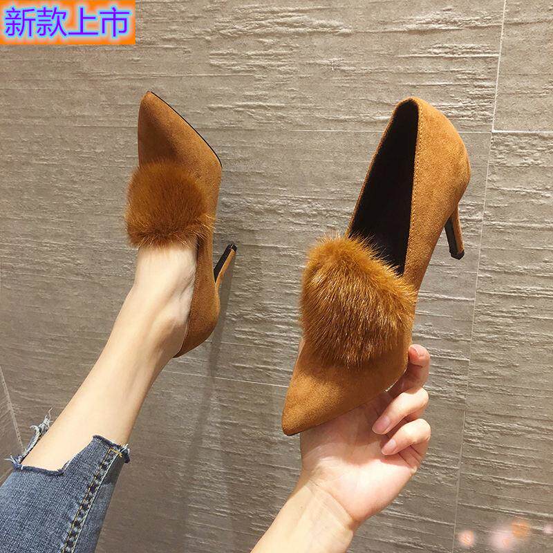 狐狸毛细跟高跟鞋价格 狐狸毛细跟高跟鞋图片 星期三