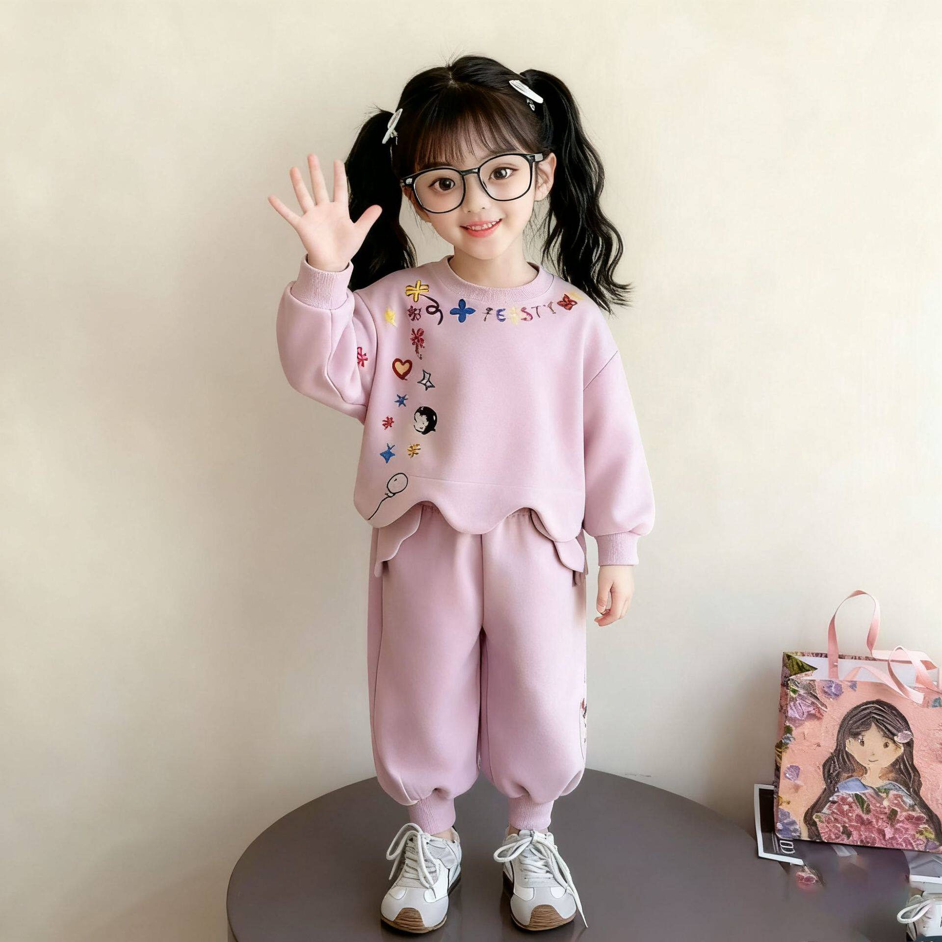 女童春季套装2026新款洋气女宝卫衣裤子两件套时尚女孩春秋装衣服