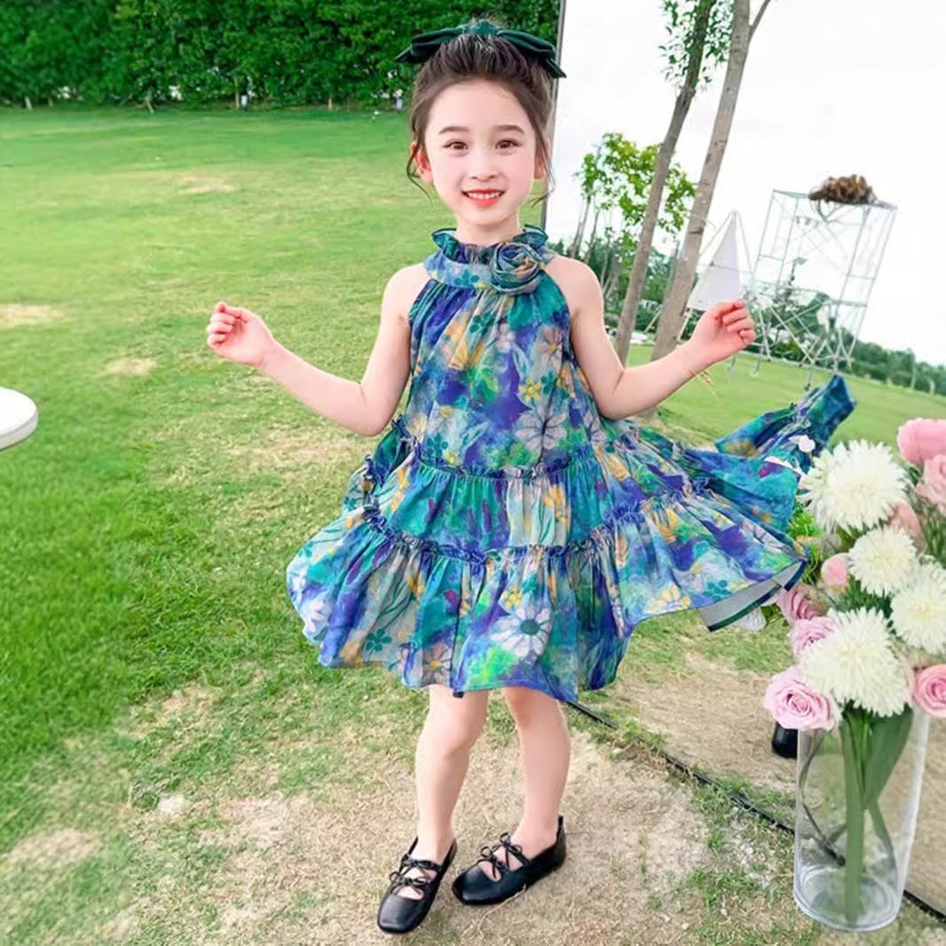 女童吊带连衣裙2025夏季新款韩版时尚背心裙洋气女孩夏装公主裙