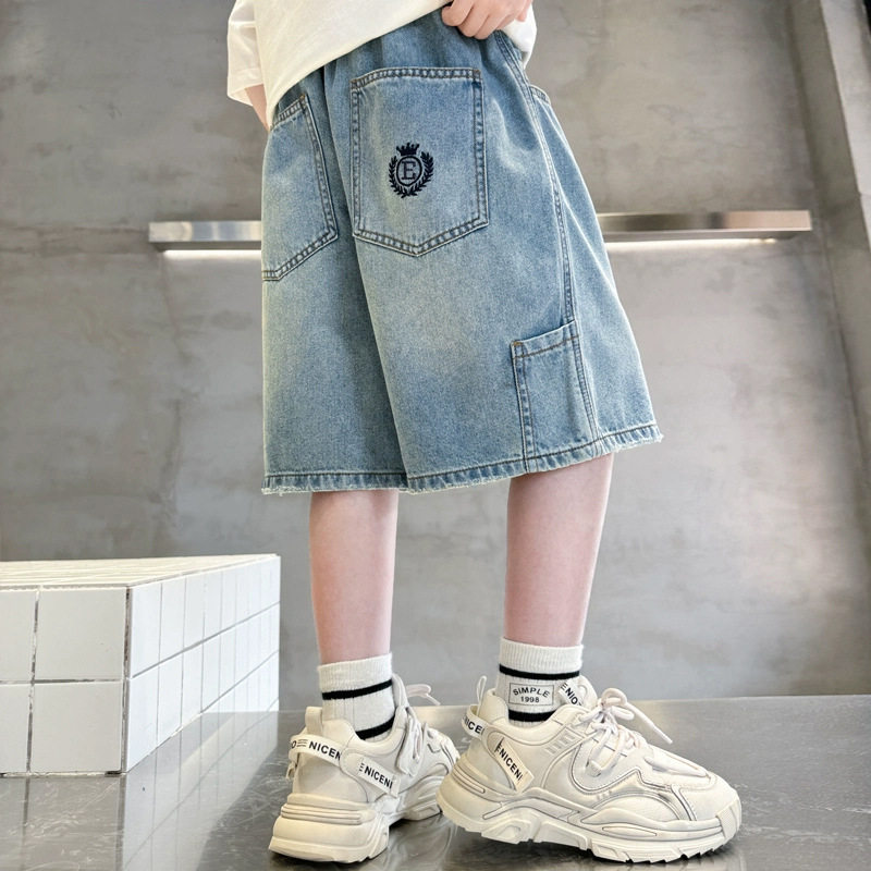 男童牛仔短裤夏季韩版酷帅百搭男大童五分裤宽松薄款男孩夏天裤子