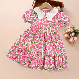 女童碎花连衣裙夏季洋气女宝娃娃领公主裙三四五六岁女孩夏装裙子
