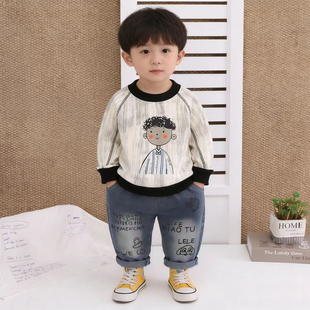 婴儿衣服春季新款痞帅男童卫衣裤子套装一两3四五岁男宝宝春秋装