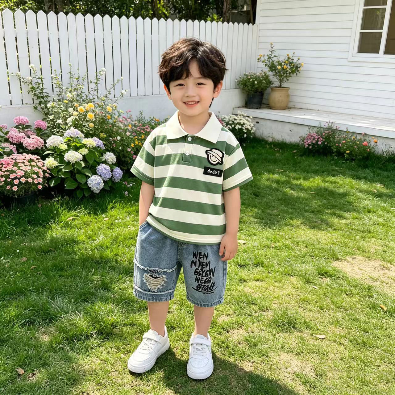 男童polo衫短袖夏季套装痞帅男宝T恤短裤两件套潮酷男孩夏装衣服