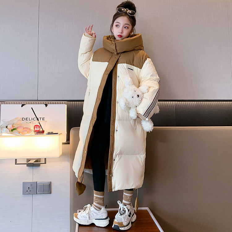 女童韩版时尚加厚长款羽绒服