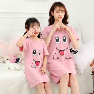 女大童夏季连衣裙宽松薄款女童中长款睡裙女孩夏装睡衣长款t恤裙