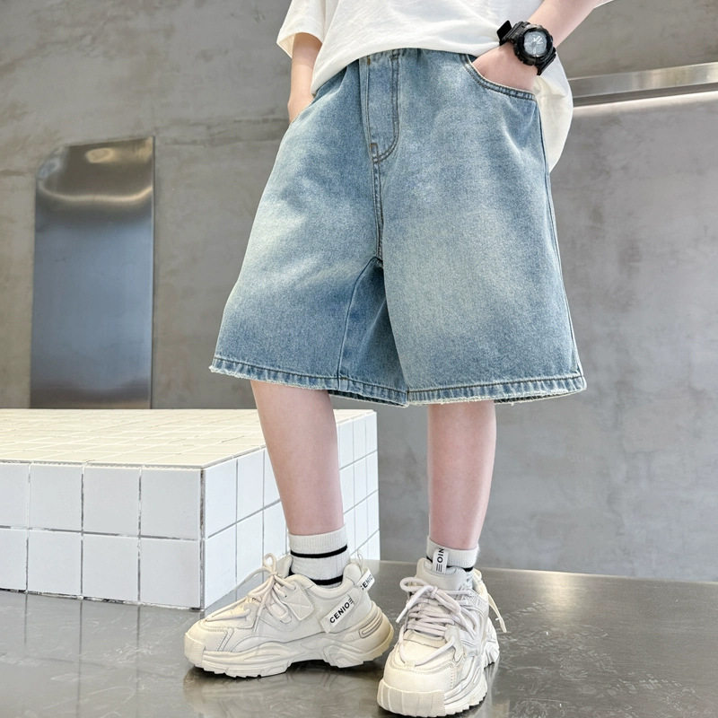 男童牛仔短裤夏季外穿宽松薄款男大童阔腿裤韩版百搭男孩夏天裤子
