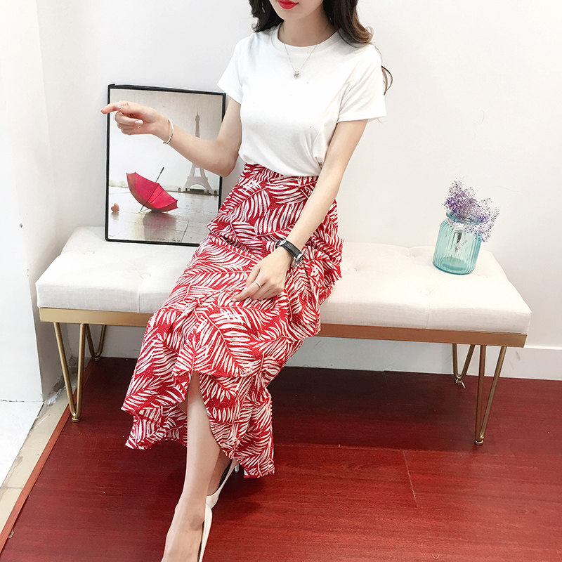 小碎花不規則半身裙長裙女2019夏季新款高腰裙子學生荷葉邊雪紡裙在類目 女裝/女士精品, 半身裙中 - 來自Buy2taobao.com提供專業的淘寶代購服務