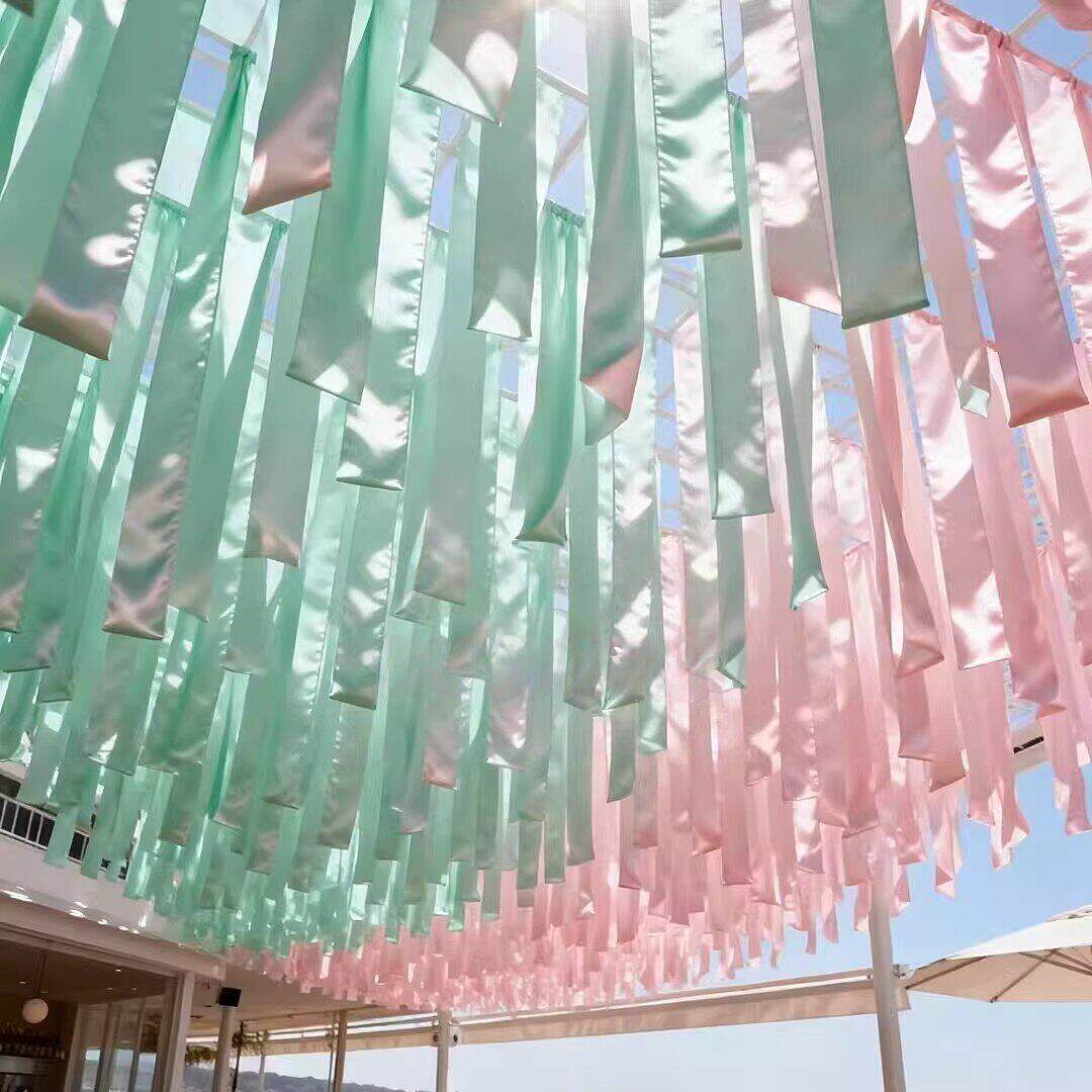 创意浪漫丝带装饰布幔吊顶户外风动天幕景区商业街道长廊遮阳布条