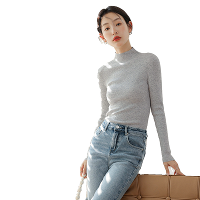 半高领针织内搭打底衫女秋冬