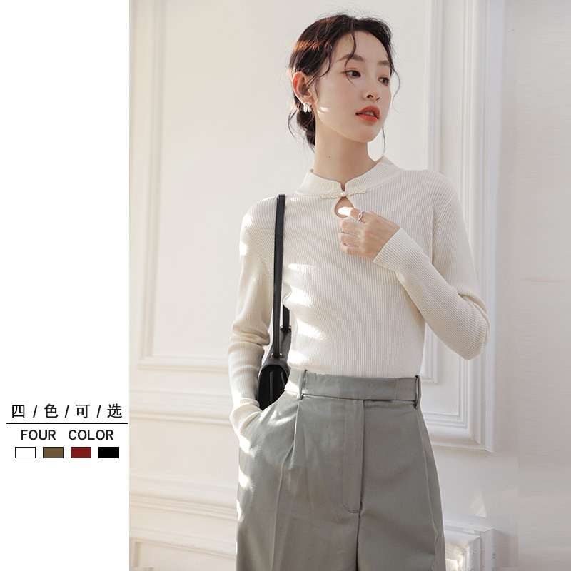 针织毛衣女立领打底衫