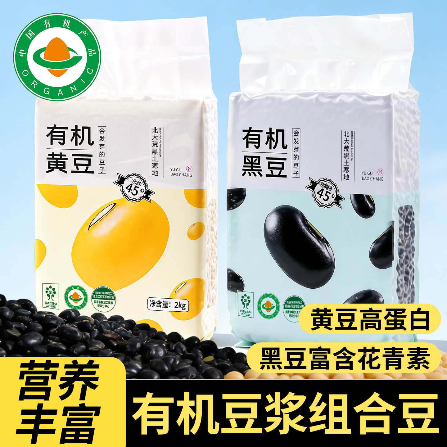 有机黑豆黄豆非转基因北大荒正品肾形大豆营养早餐打豆浆专用豆子