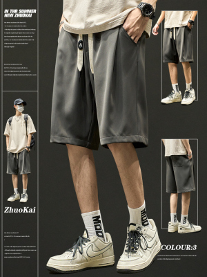 冰丝短裤男士夏季薄款美式潮牌男生工装休闲五分西裤夏天运动速干