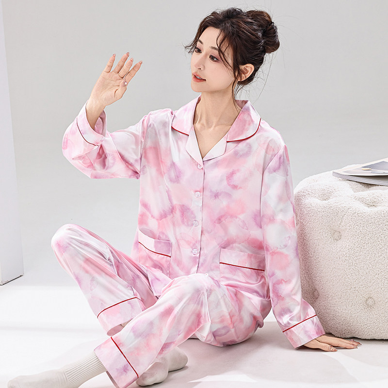 睡衣女款2026新款春夏季长袖薄款冰丝女士套装清新可爱丝绸家居服