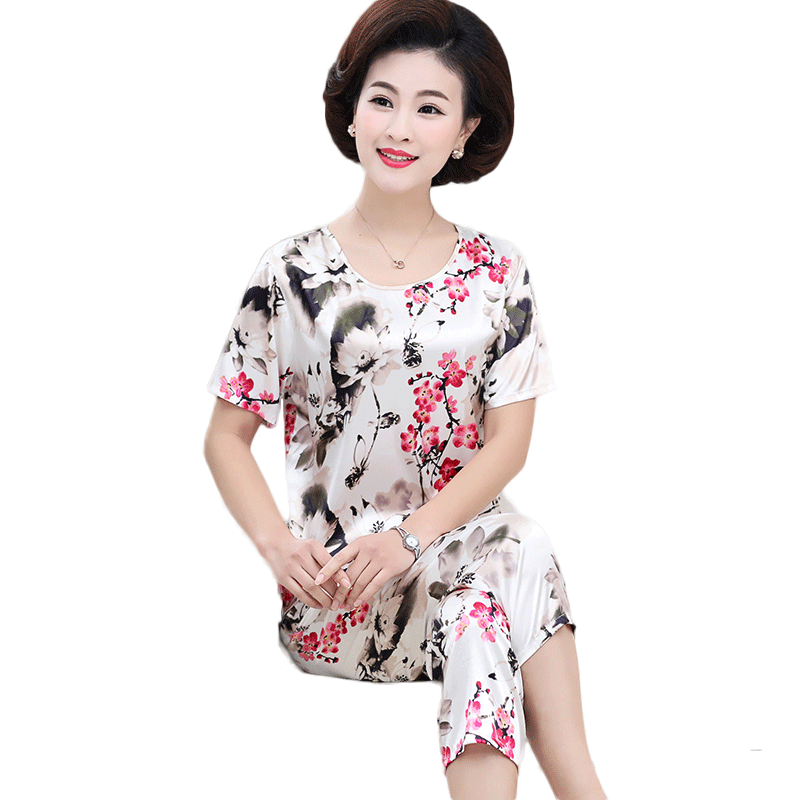丝绸春秋大码女士夏天套头睡衣