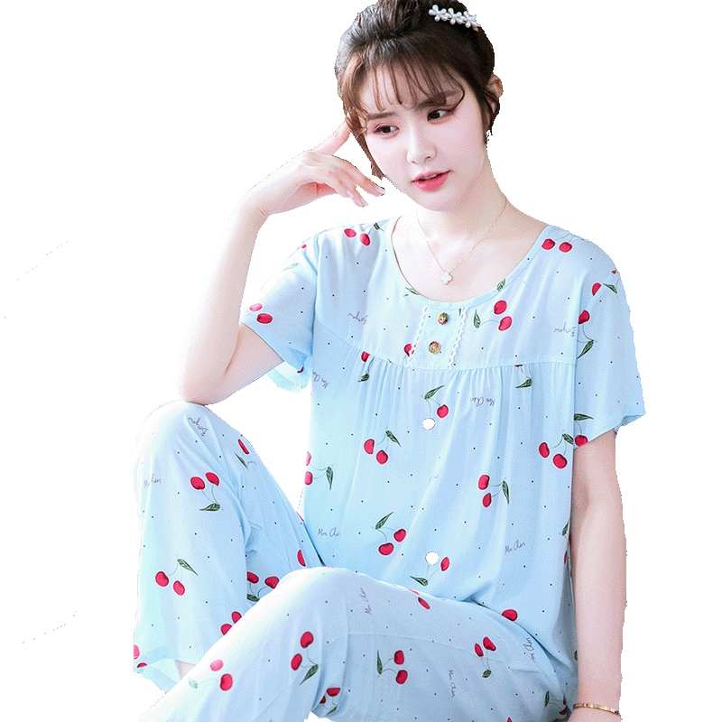 棉绸简约风可外出两件套家居服
