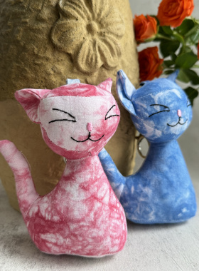 云南手工扎染挂件猫咪蓝染摆件家居装饰创意伴手礼可爱包包挂饰