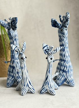 云南大理白族扎染布偶条纹长颈鹿摆件工艺品民族风手作礼物