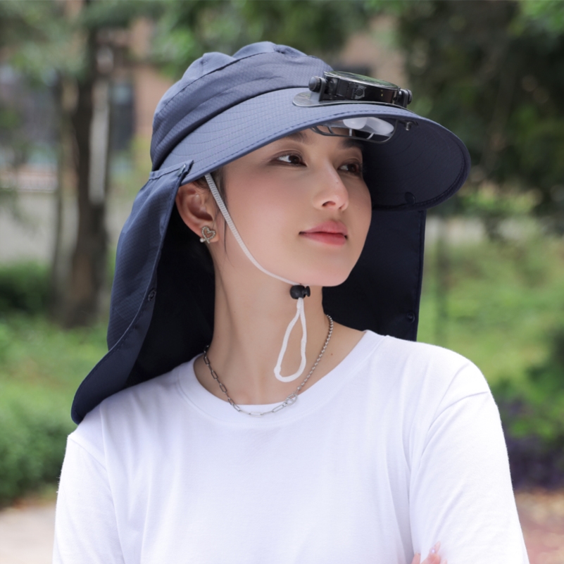 可拆卸干农活太阳能带风扇的帽子充电电扇帽男女夏遮阳大棚采茶帽